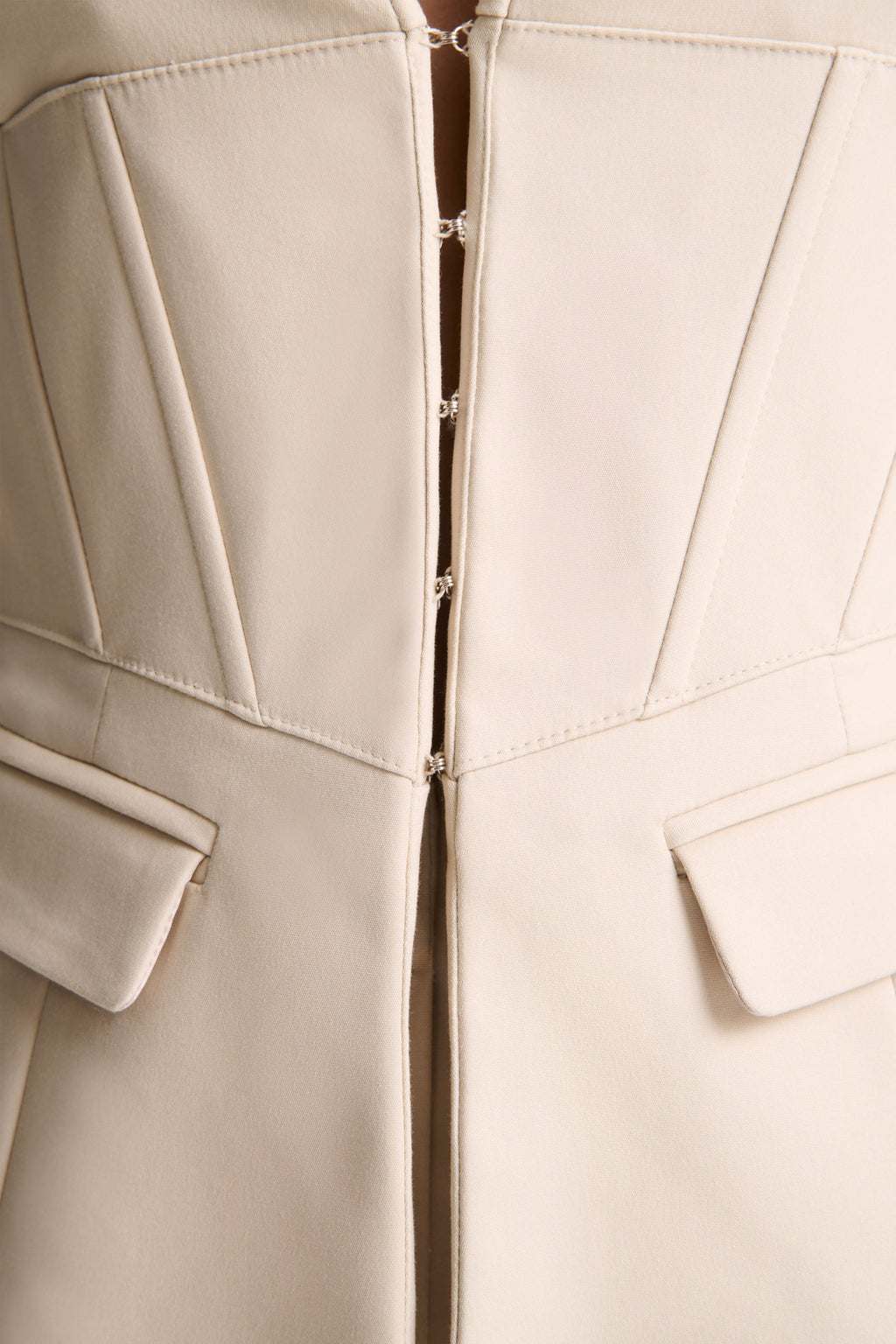 Unbeaten | Cream Plunge Corset Waist Blazer