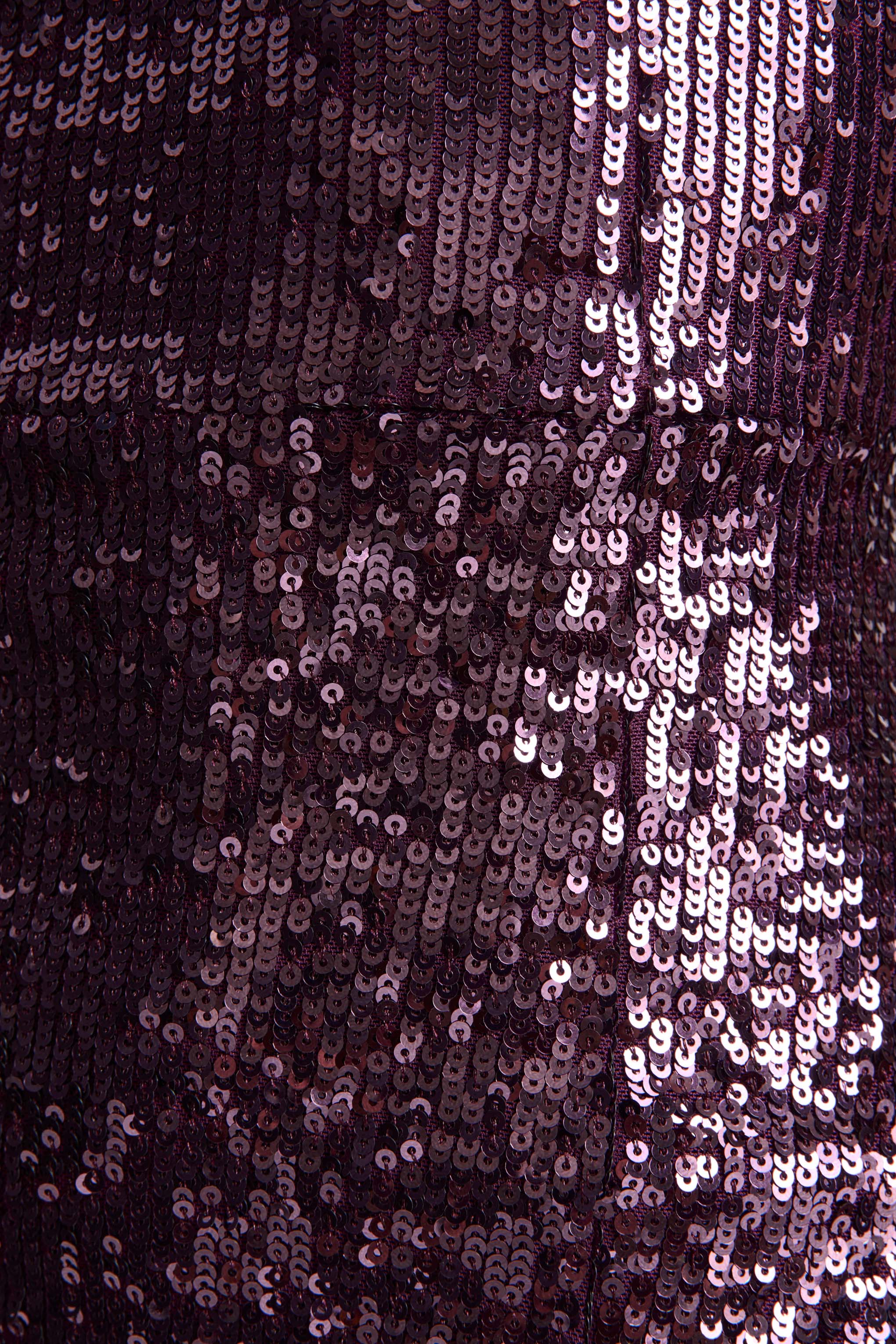 High Life | Plum Sequin Square-Neck Maxi Dress With Front-High Split