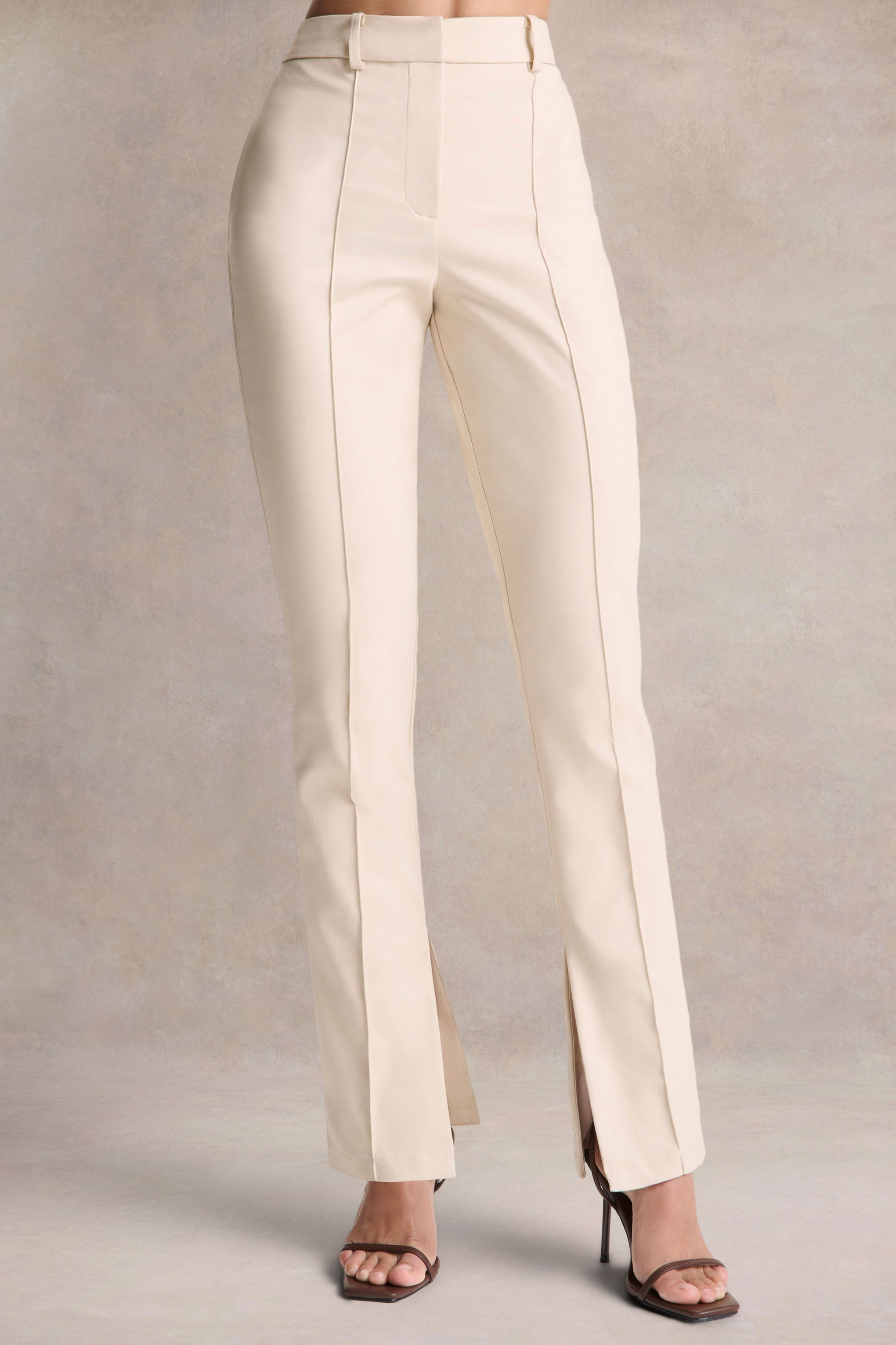 Wonder Woman | Cream High Waist Tailored Trousers With Hem Split