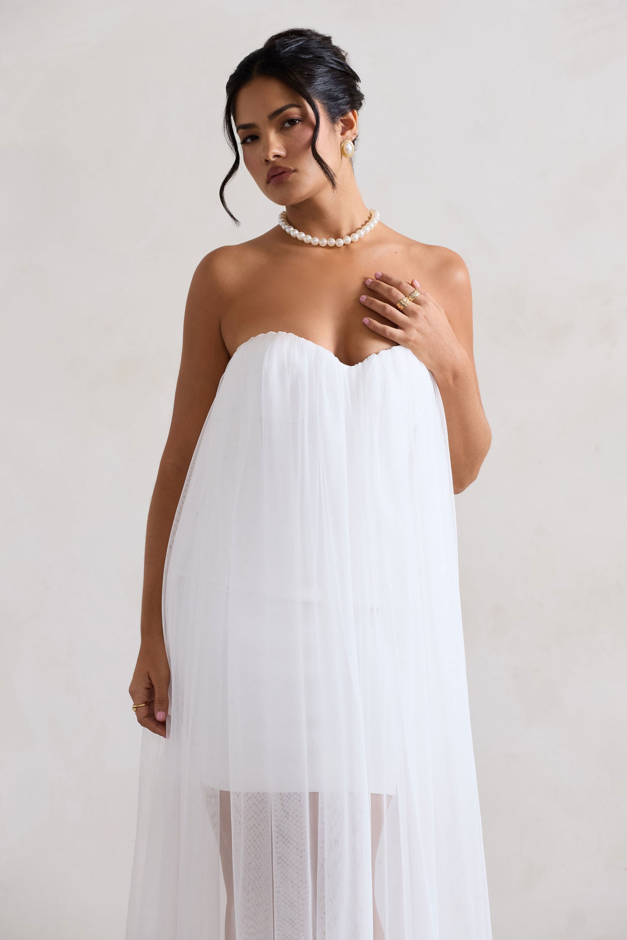 Dreamland | Ivory Sweetheart Corset Mini Dress With Tulle Overlay