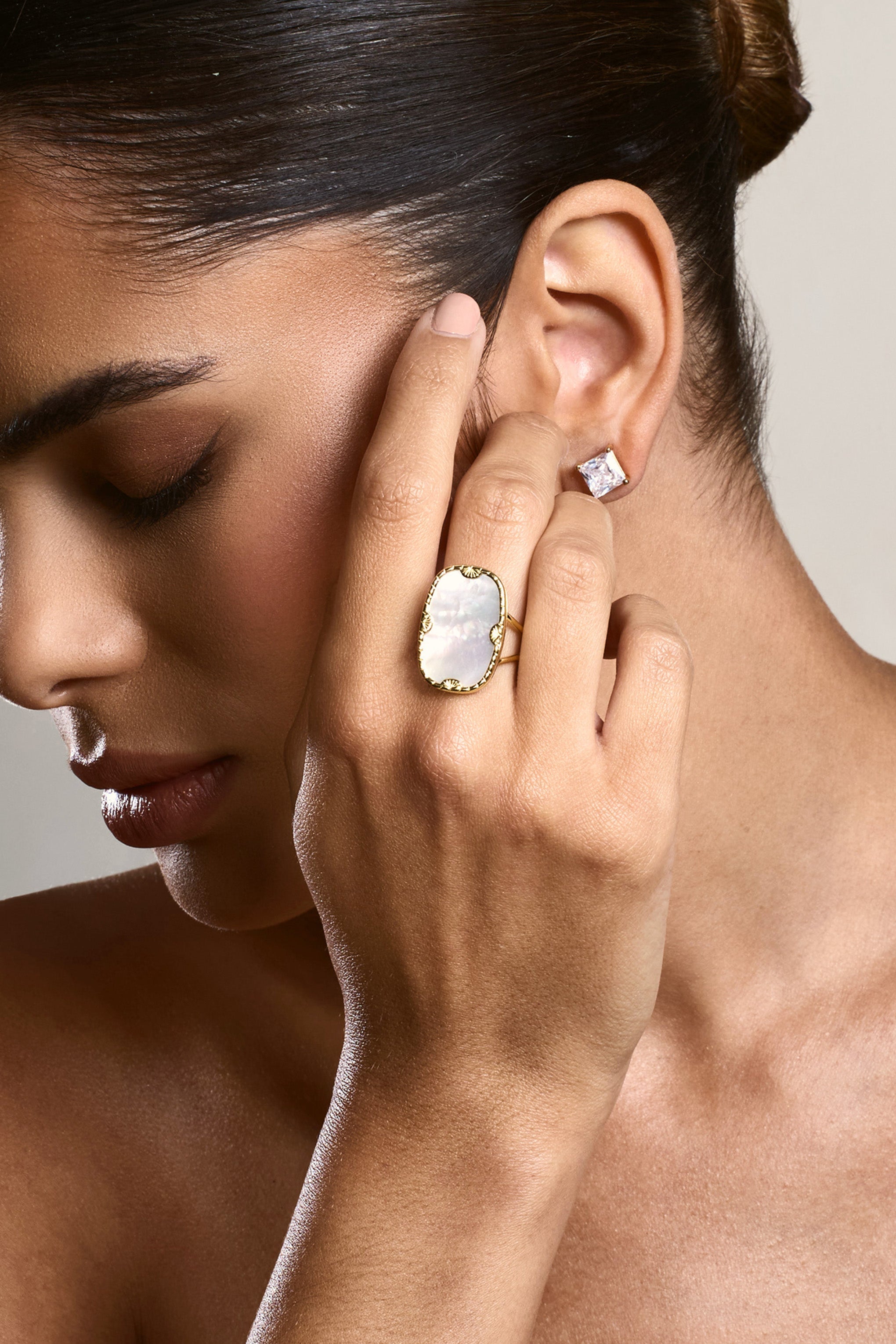 Demie | Gold Adjustable Statement Pendant Ring