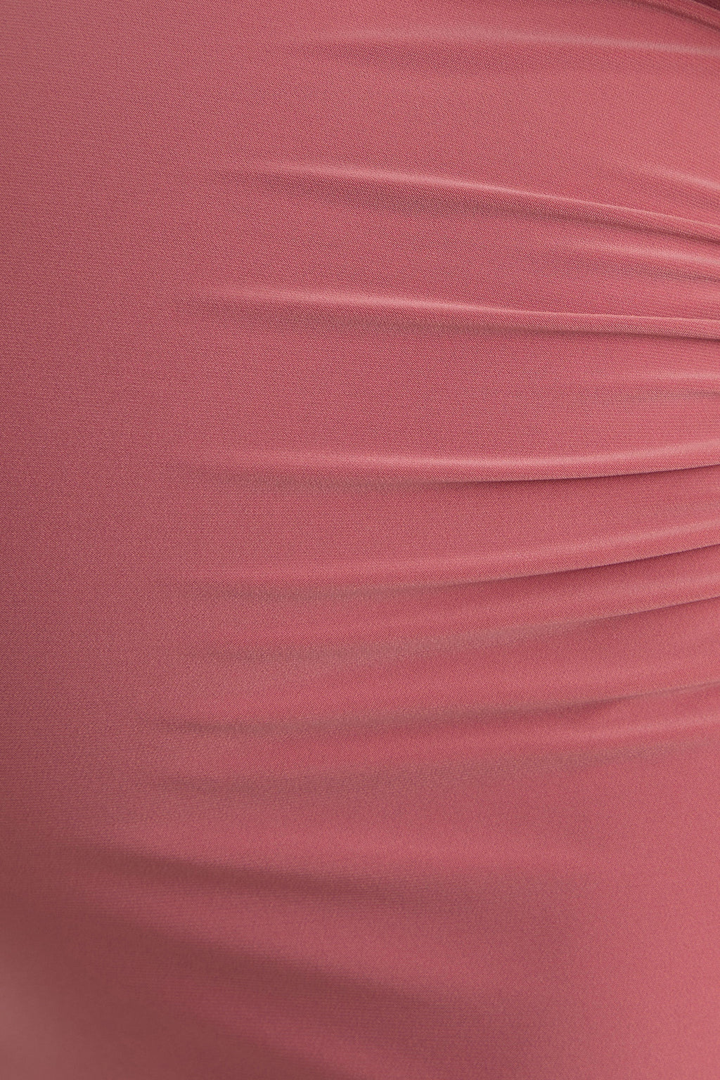 Carlotta | Blush Pink Bardot Maternity Maxi Dress With Chiffon Cape