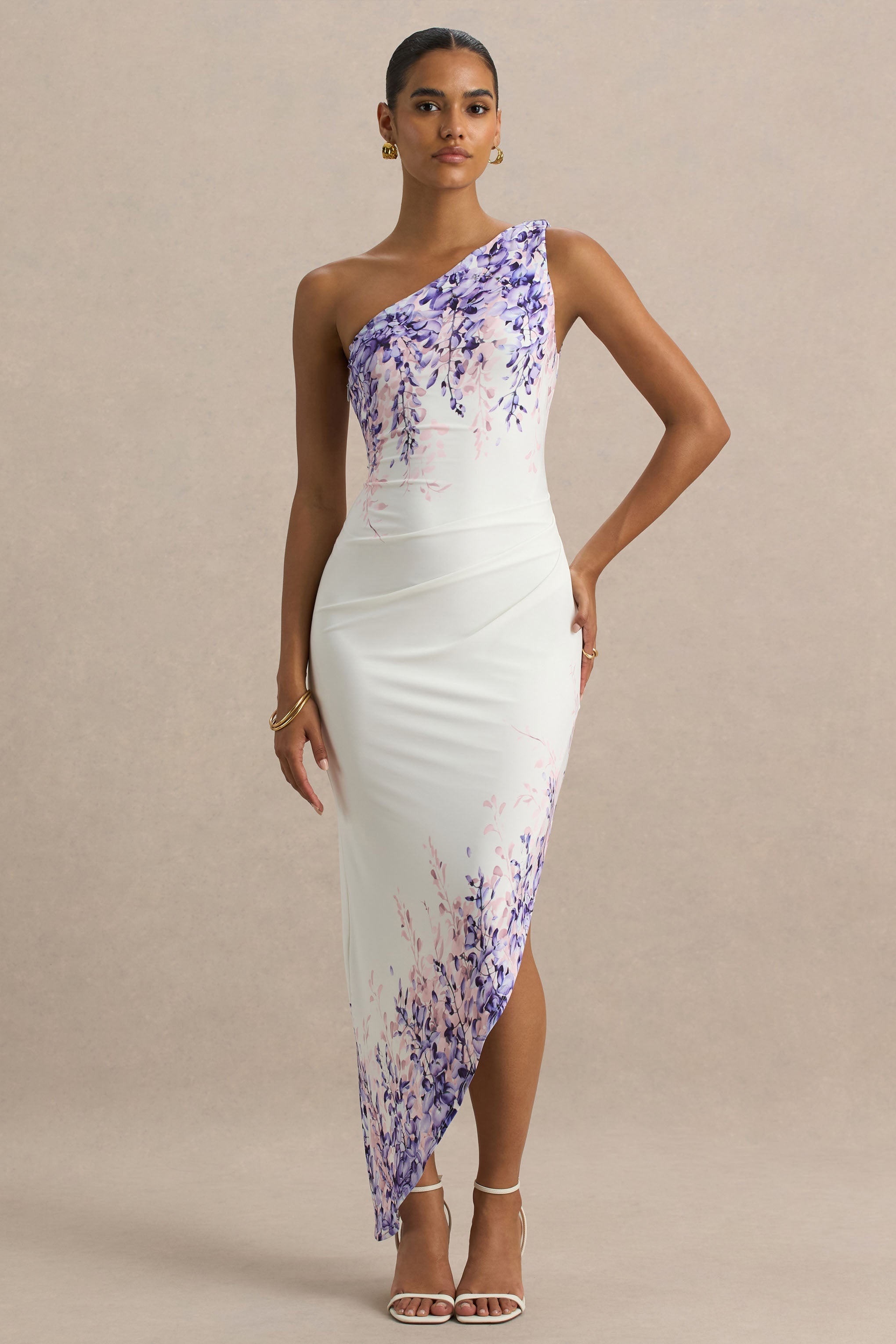 Sybil | Wisteria Floral Print Asymmetric Midi Dress