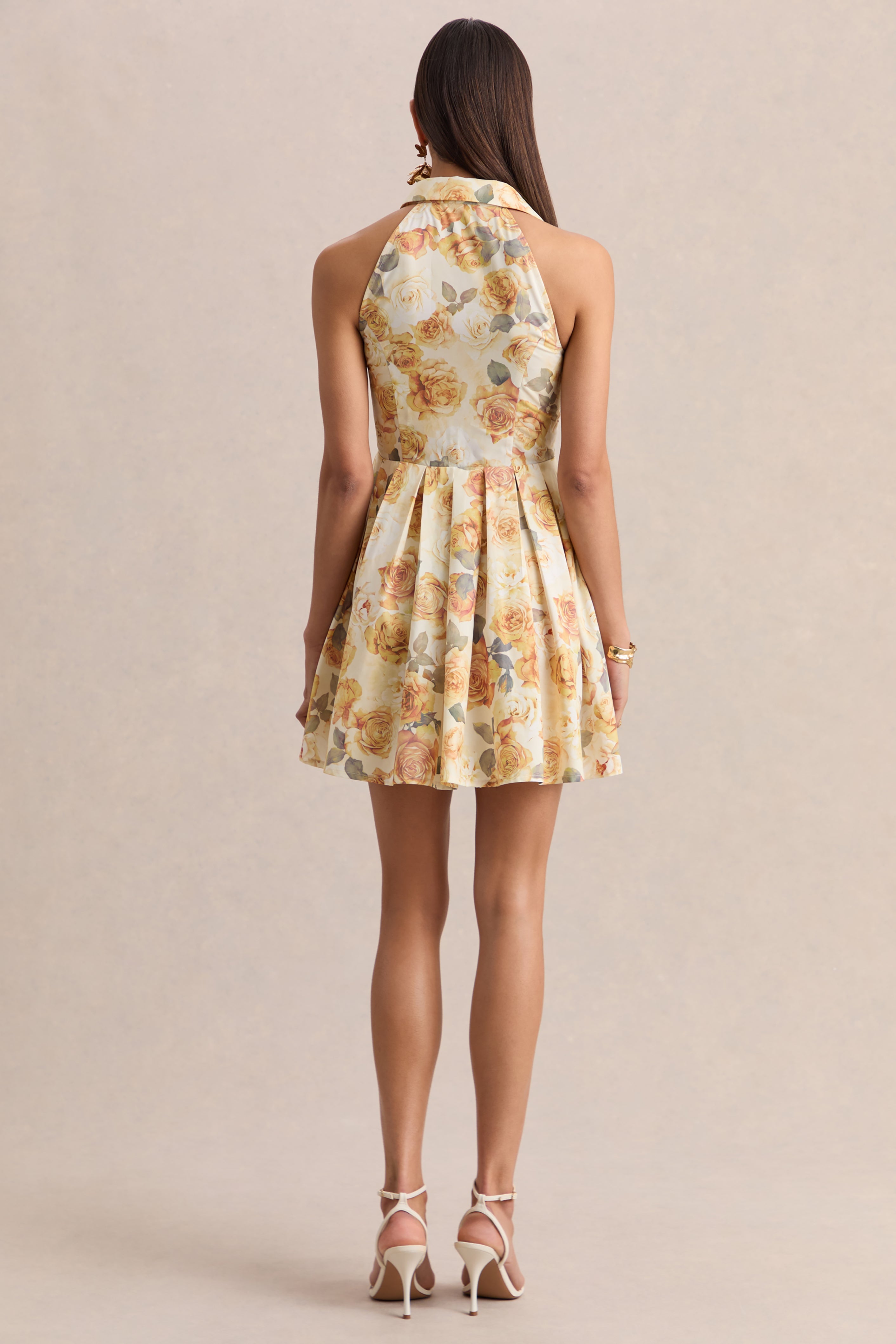 Paulie | Lemon Rose Print Poplin Skater Mini Dress