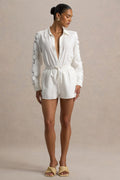 Lira | Ecru Shorts With Lace Detail