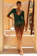 Serafia | Ombre Print Mesh Long-Sleeve Cover-Up