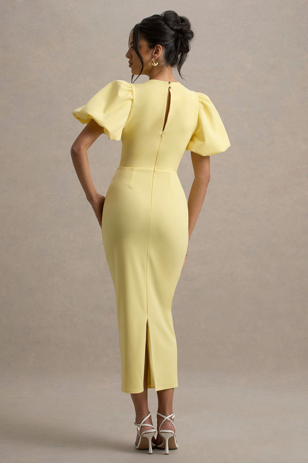 Dakota | Lemon Puff-Sleeve Midi Dress