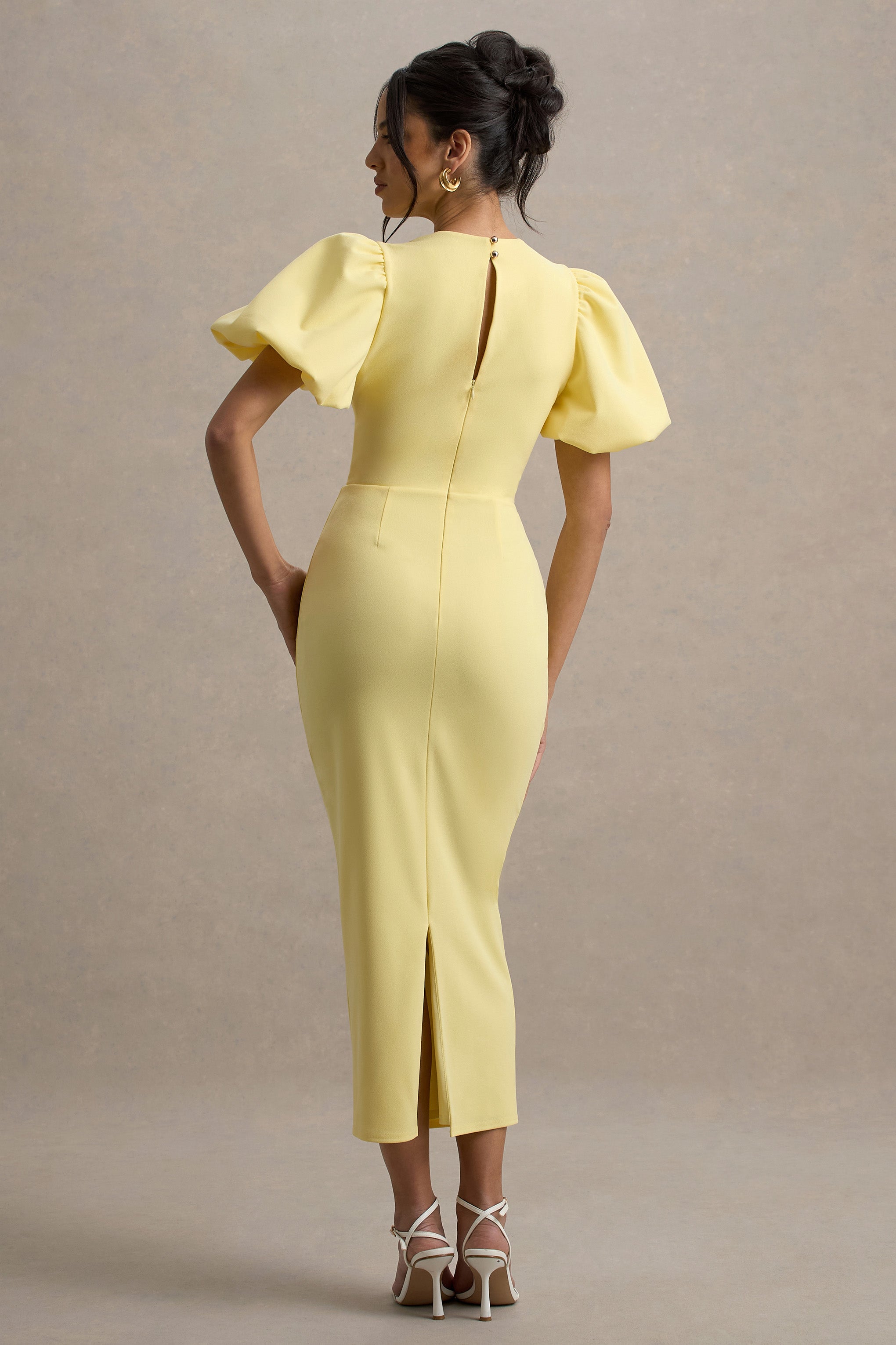 Dakota | Lemon Puff-Sleeve Midi Dress
