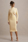 Pandora | Pale Lemon Long-Sleeve Maxi Dress With Cut-Out