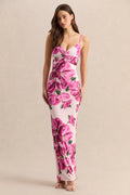 Luz | Pink Hibiscus Floral Print Strappy Maxi Dress