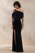 Nala | Black Asymmetric Maxi Dress With Split