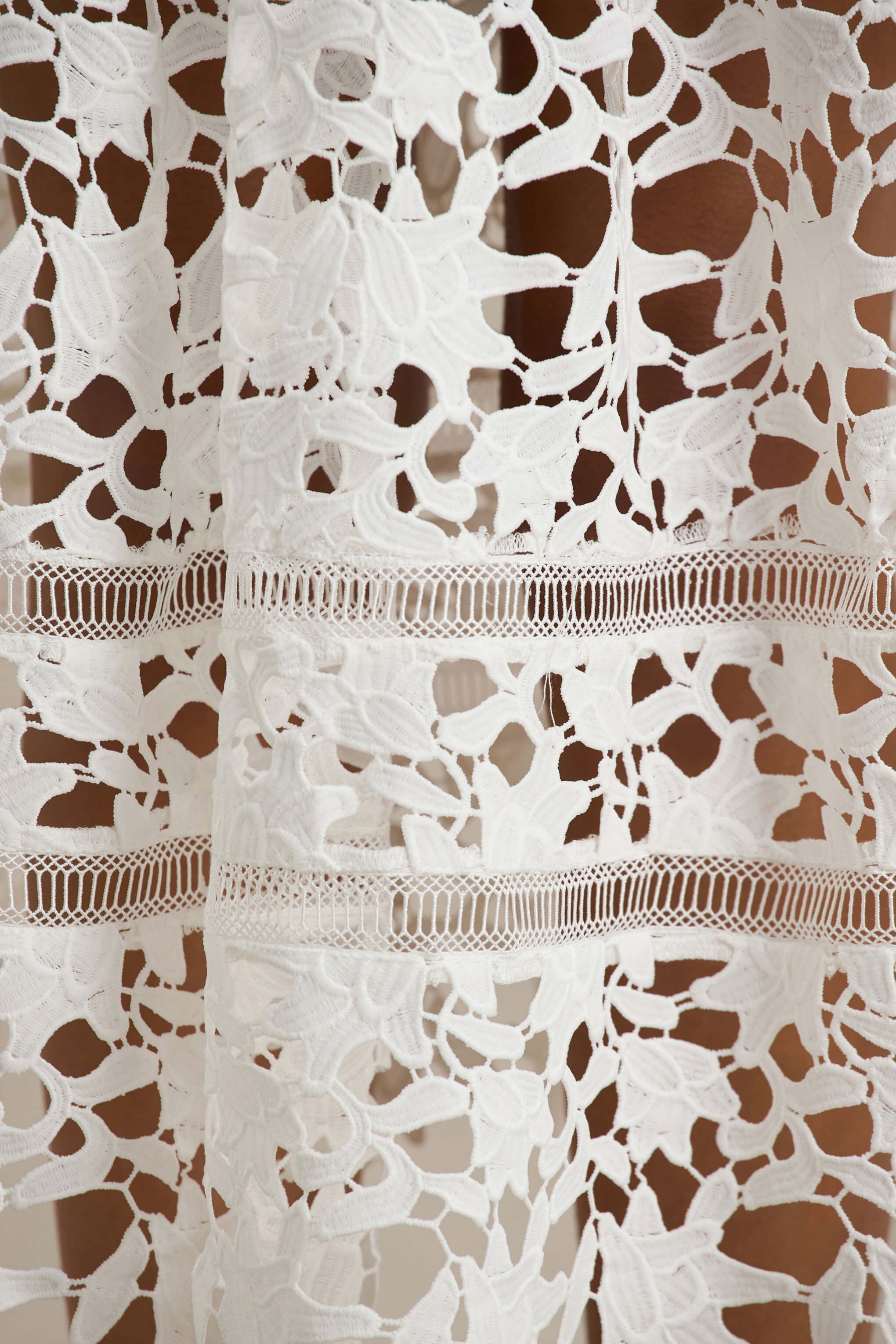 Zuri | White Lace Sweetheart Midi Dress With Cami Straps