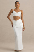 Rosita | White Ruched Maxi Skirt