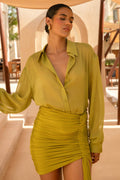 Zinna | Green Plunge-Neck Shirt