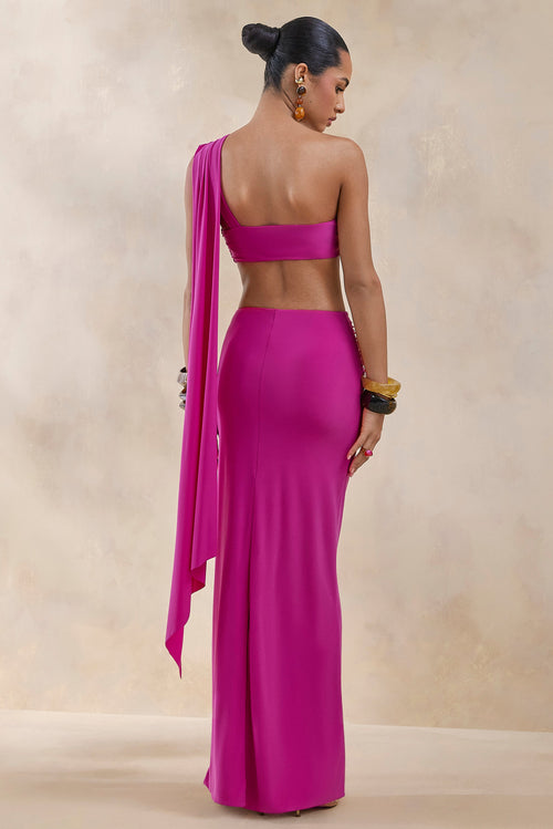 Azura | Hot Pink Wrap Maxi Skirt With Sash