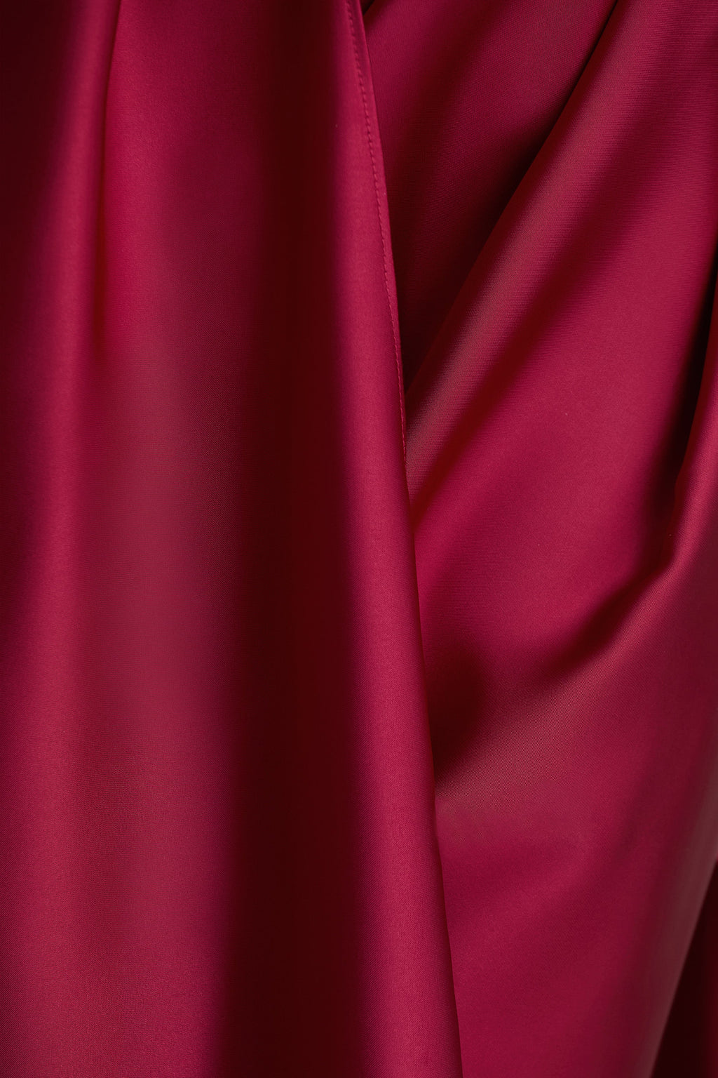 Lynette | Burgundy Satin Plunge-Neck Maxi Dress With Asymmetric Hem