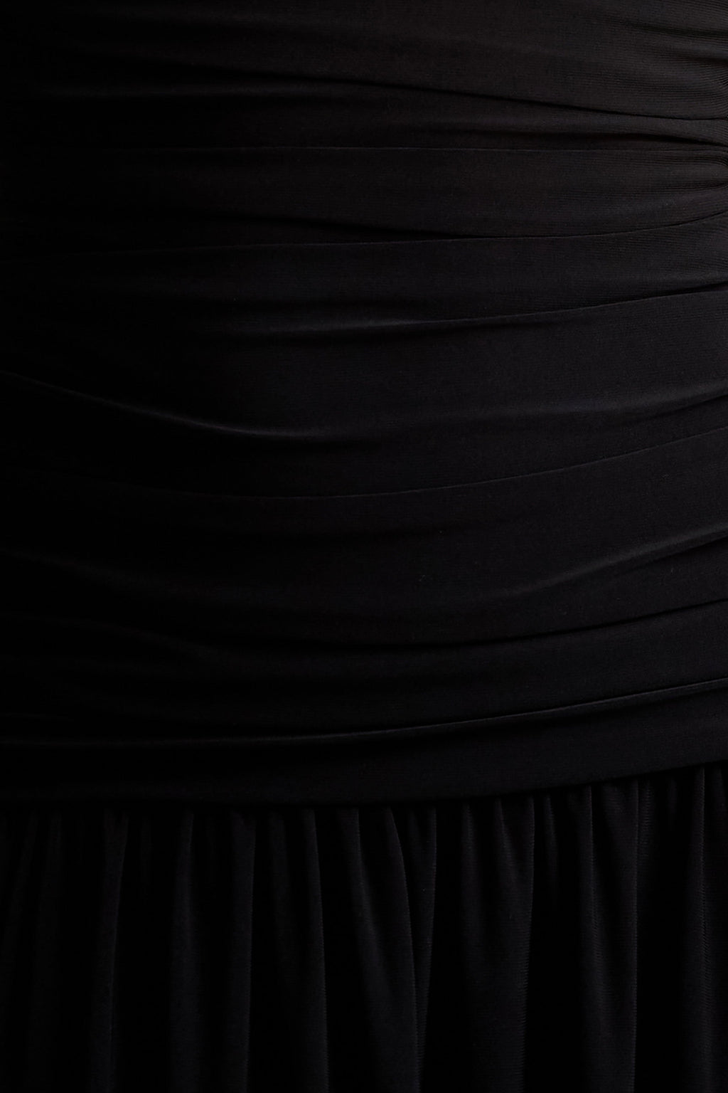 Aniyah | Black High-Neck Maxi Dress With Ruched Detailing