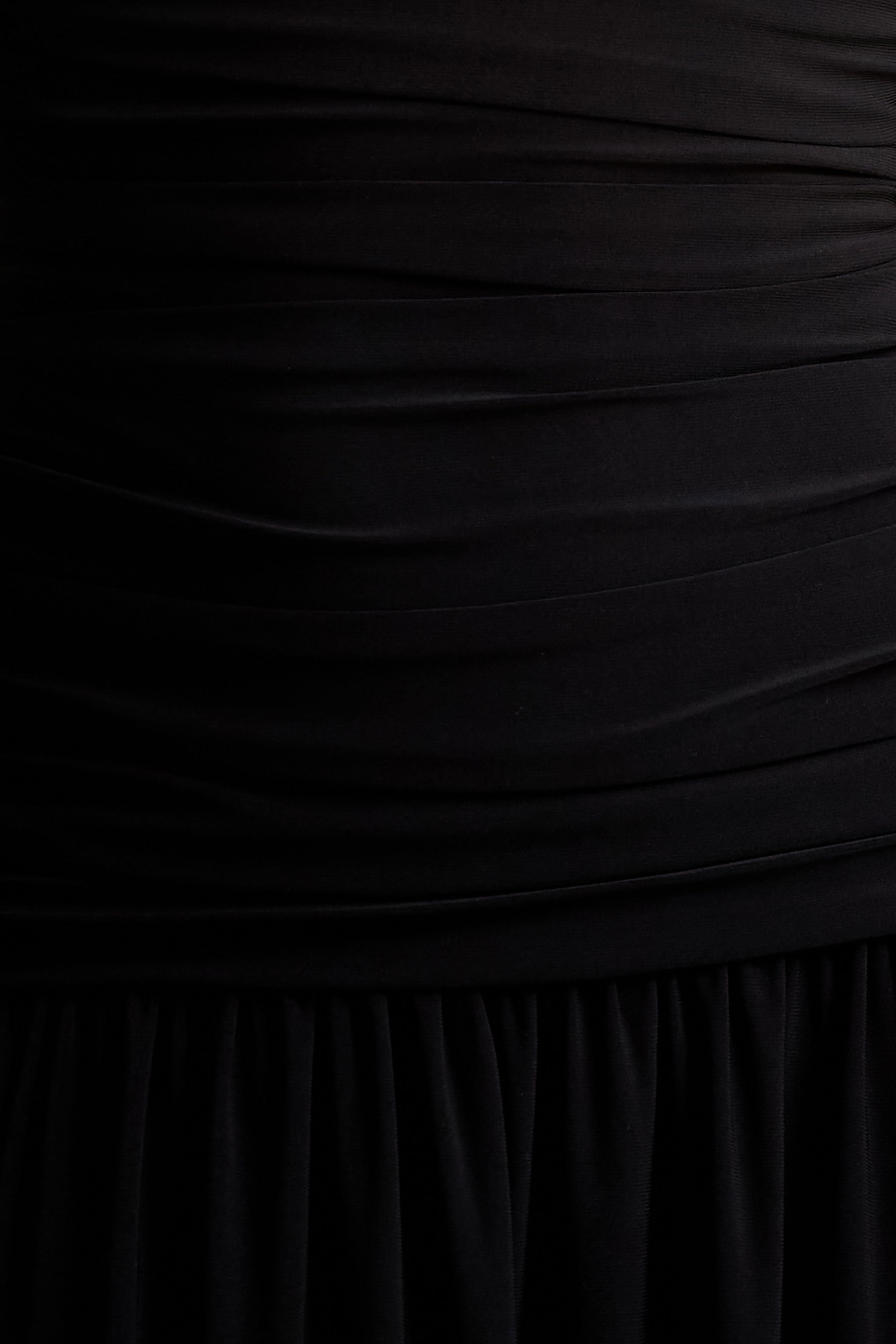 Aniyah | Black High-Neck Maxi Dress With Ruched Detailing