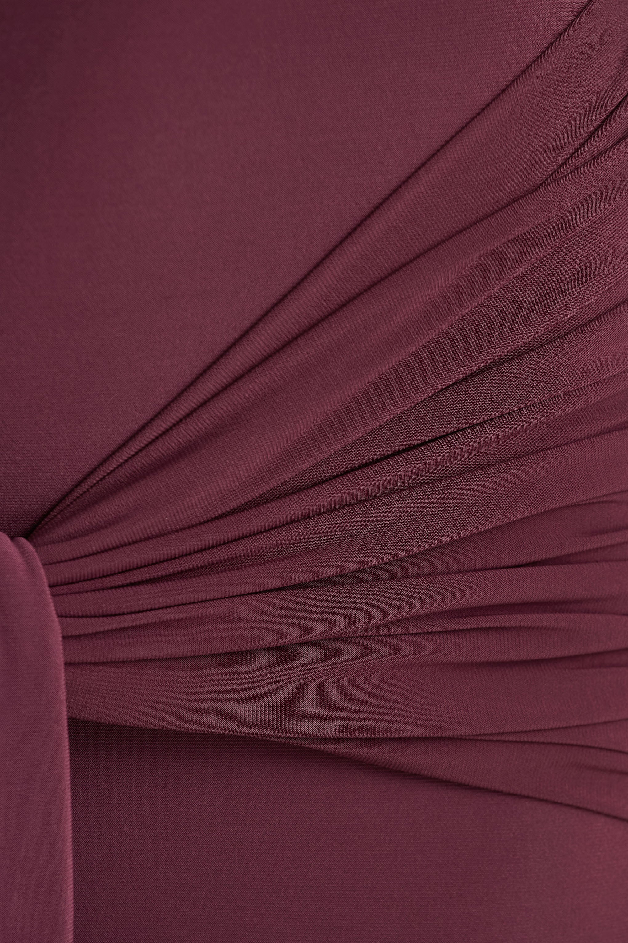 Myra | Burgundy High-Neck Maxi Dress With Sash and Ruched Detailing