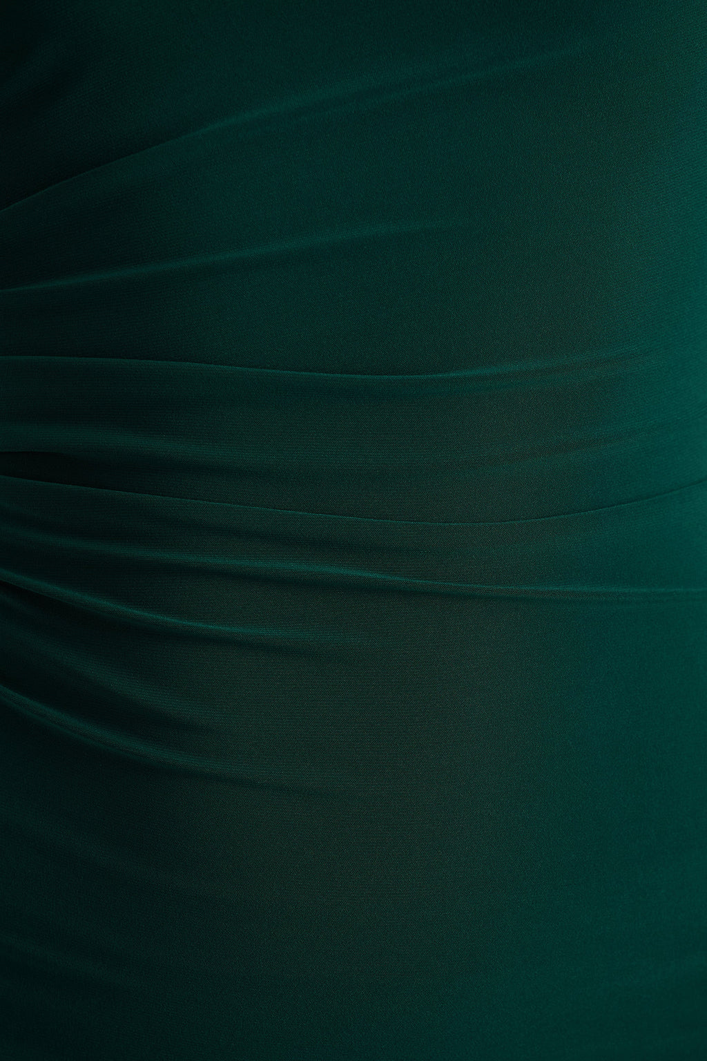 Eden |  Bottle Green High-Neck Maxi Dress With Ruched Detailing