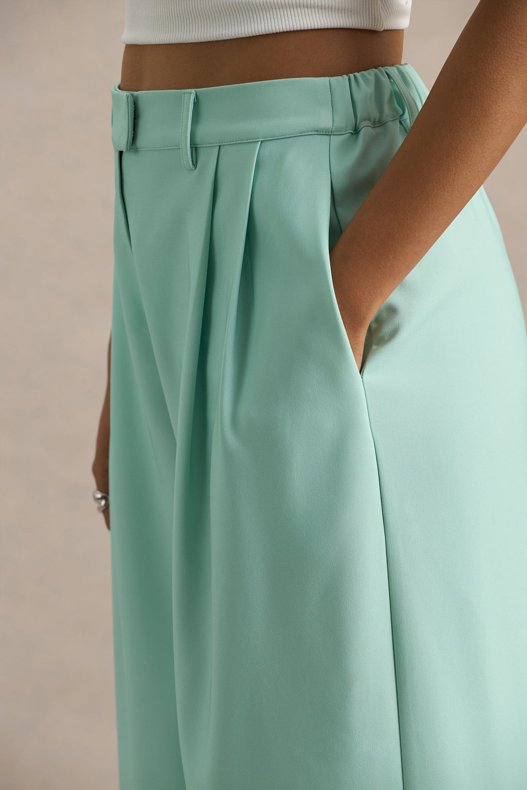 Safia | Emerald Ombre Satin Wide-Leg Trousers