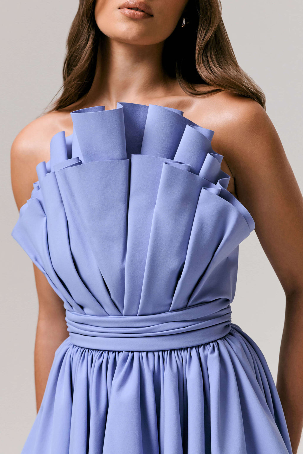 Distinguished | Powder Blue Asymmetric Ruffled Mini Dress