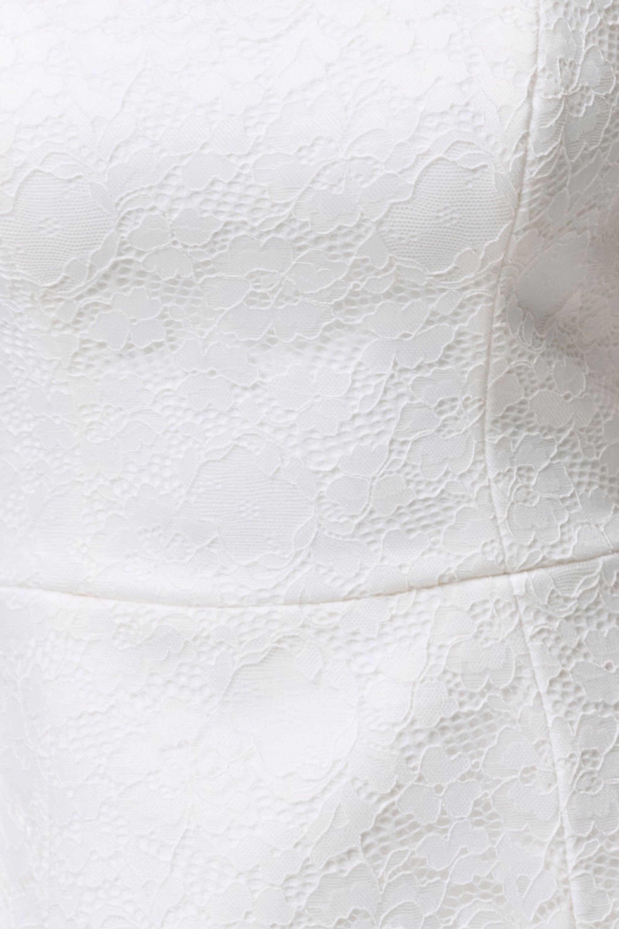 Bijou | White Square-Neck Lace Long-Sleeve Mini Dress