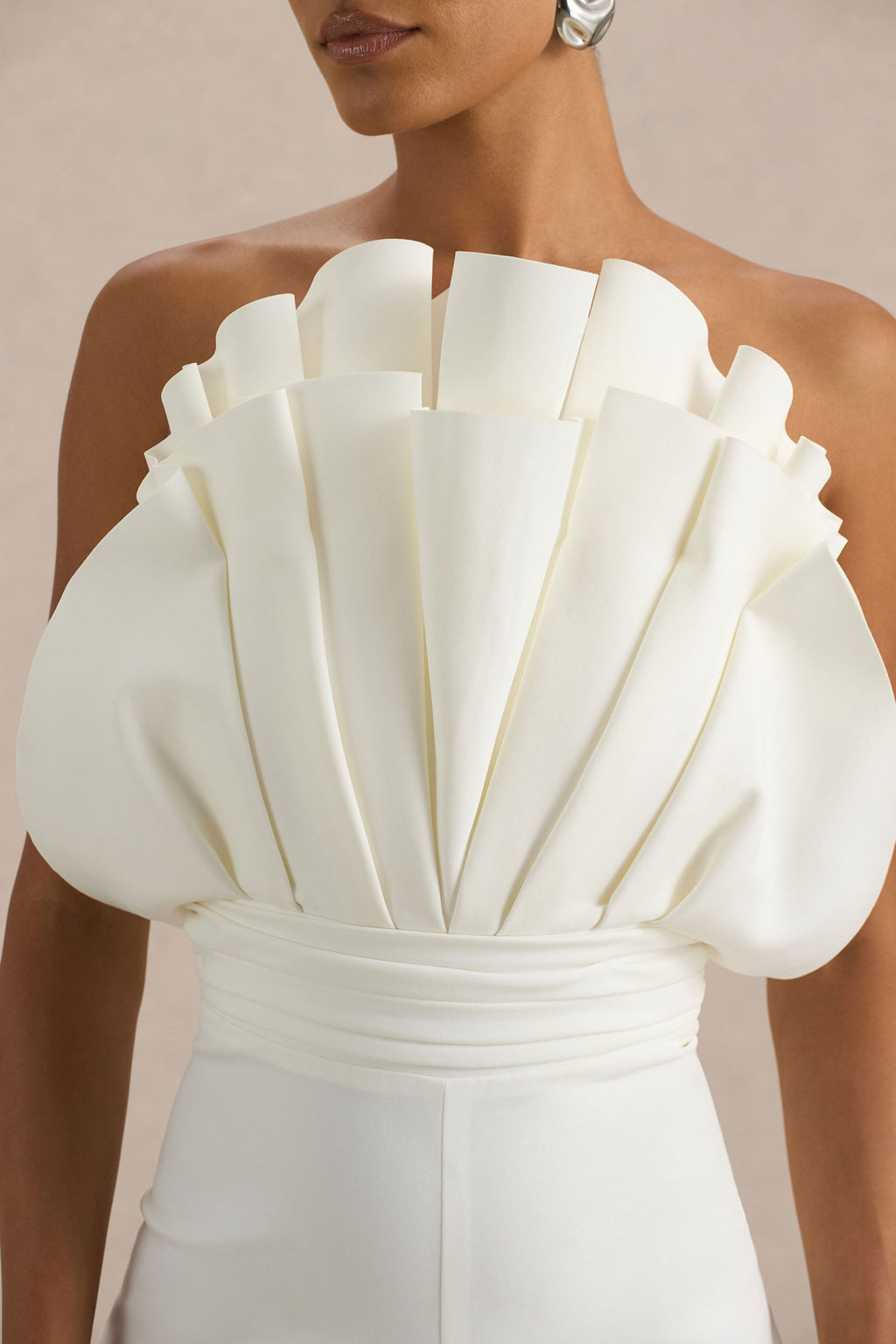 Riga | White Ruffled Asymmetric Jumpsuit