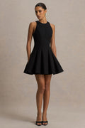 Leilani | Black Round-Neck Mini Skater Dress