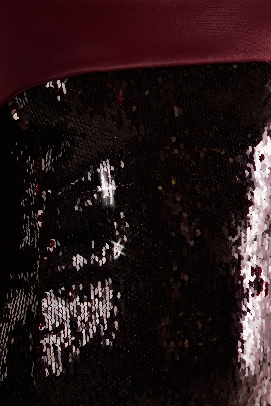 Casandra | Burgundy Sequin Bandeau Mini Dress With Satin Trim