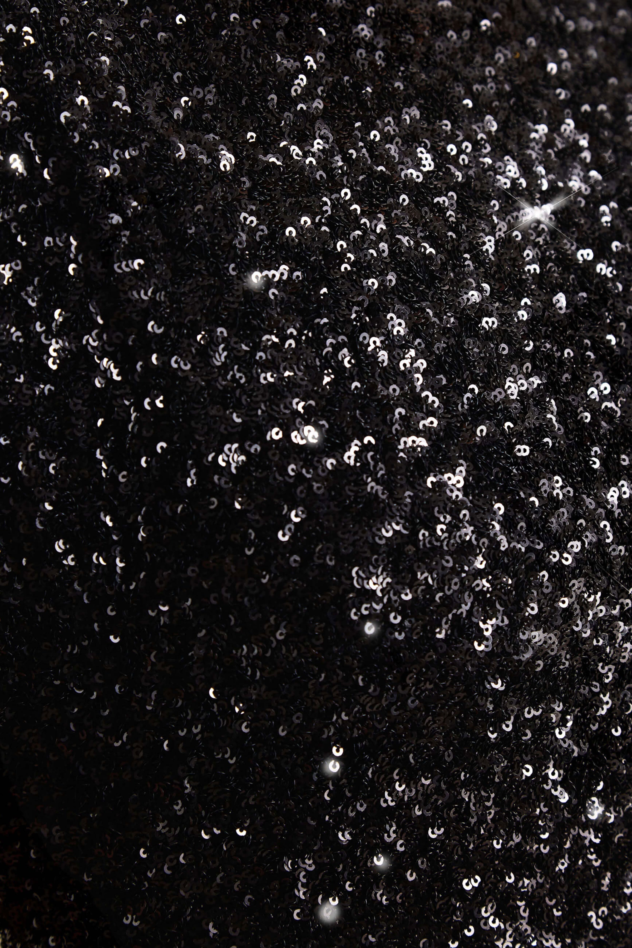 Aurah | Black Sequin Crew-Neck Maxi Dress With Cap Sleeves