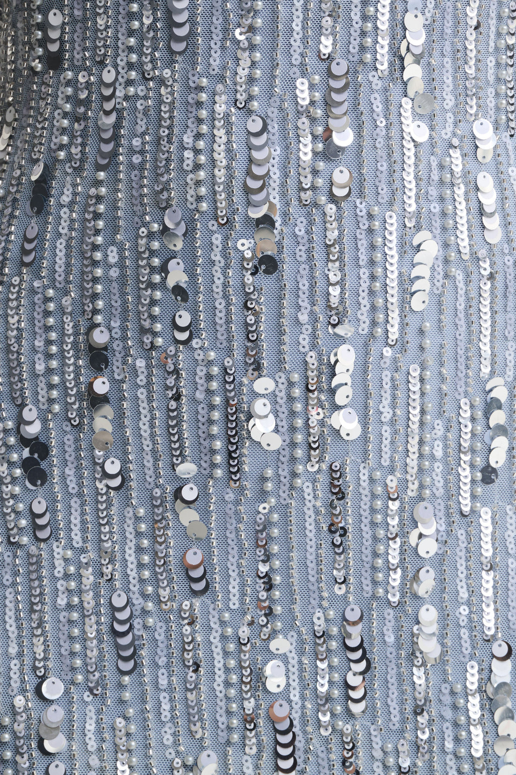 Zaira | Silver Sequin High-Neck Maxi Dress With Open-Back