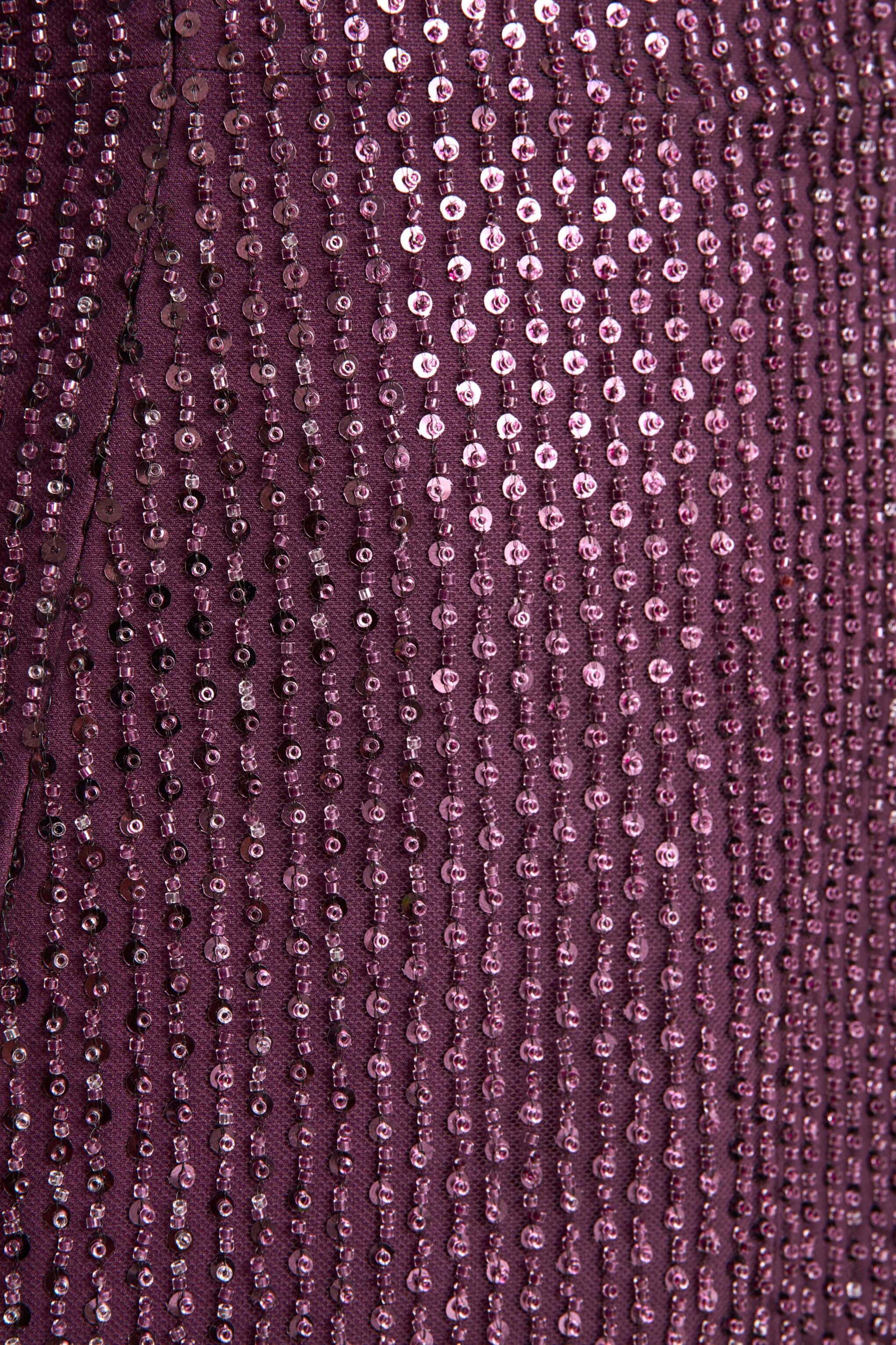 Luciana | Purple Sequin Embellished Bandeau Maxi Dress
