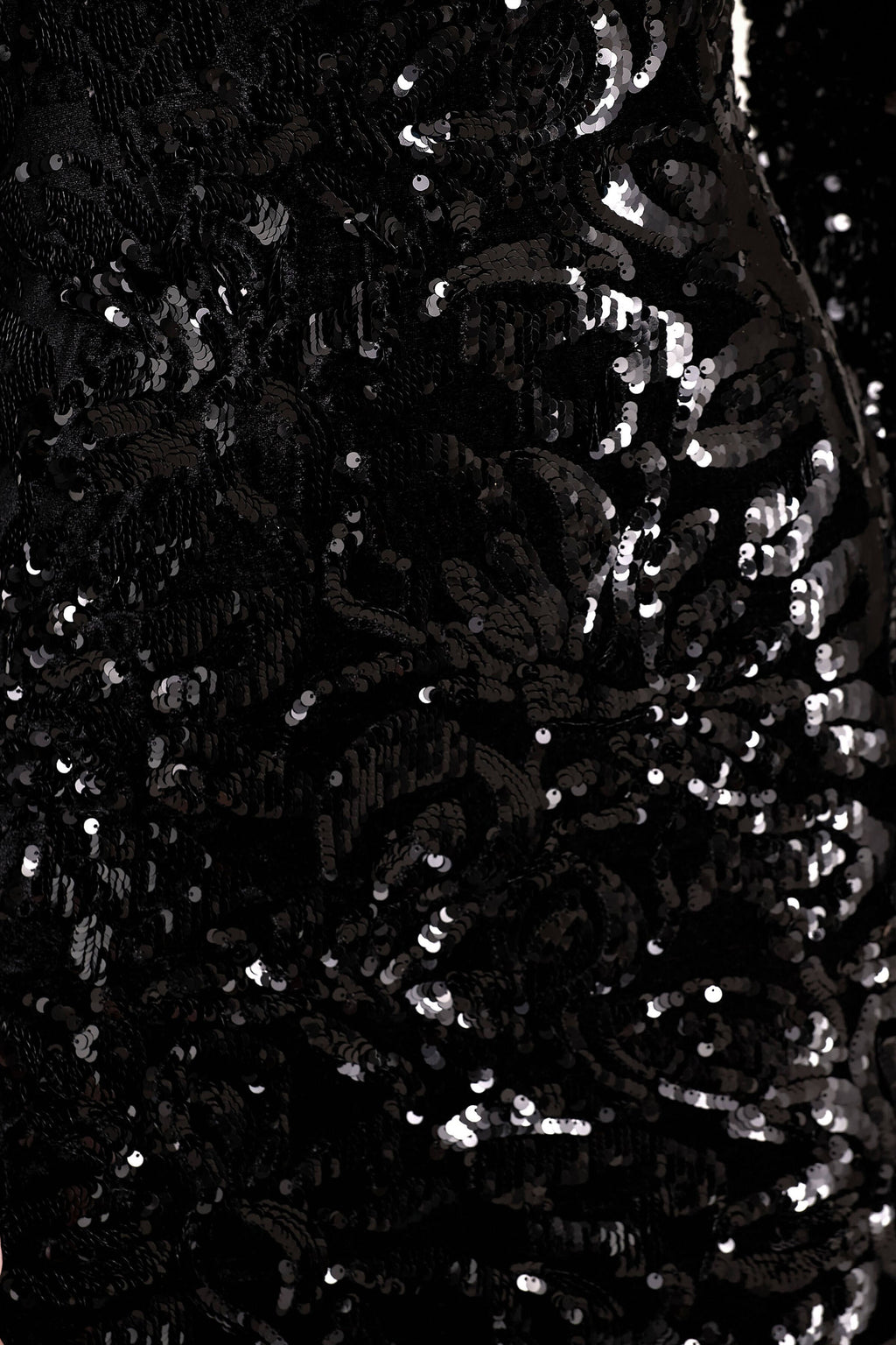 Ritz | Black Sequin Plunge-Neck Mini Dress With Long Sleeves