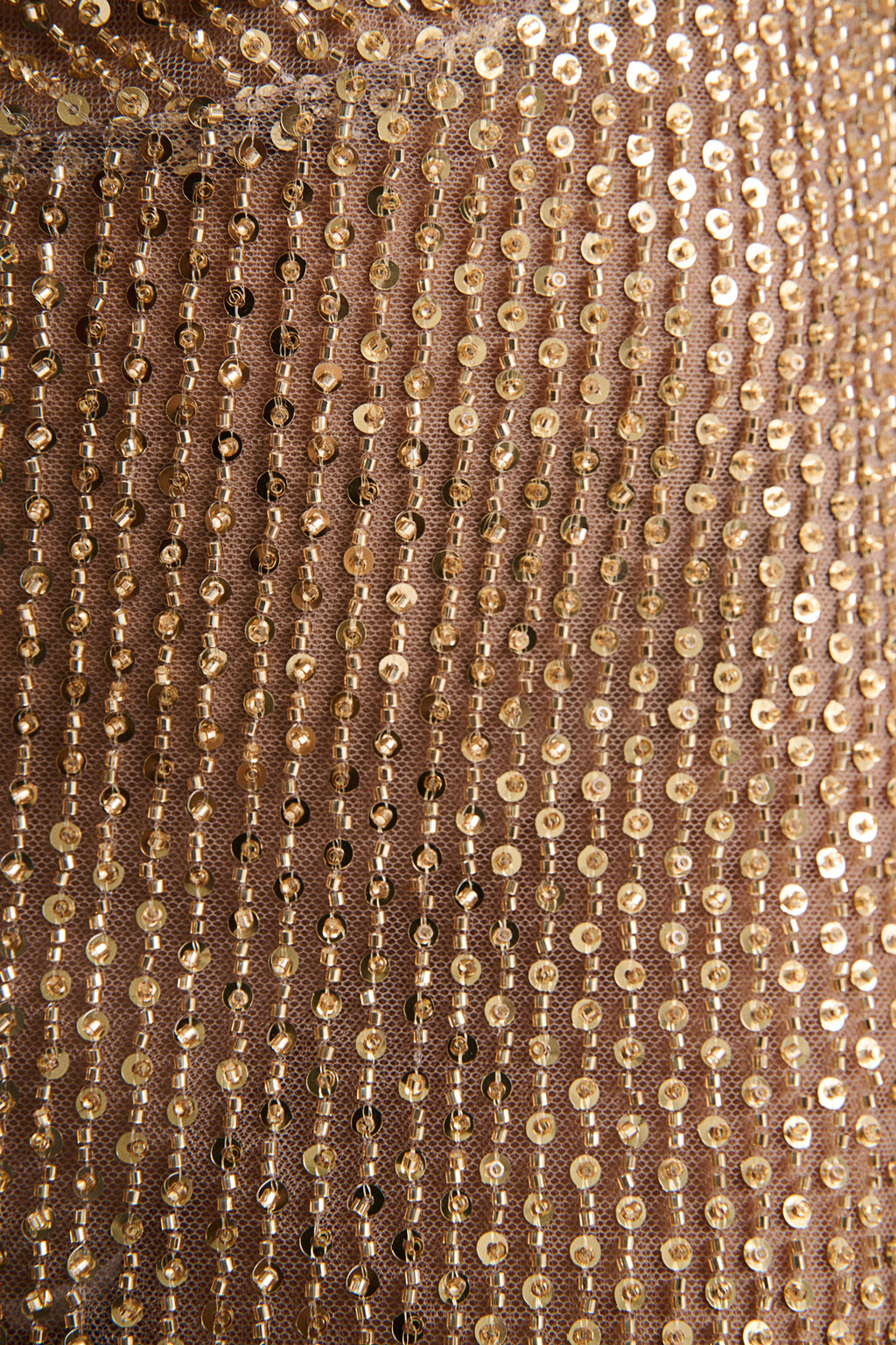 Anele | Gold Sequin High-Neck Sheer Maxi Dress With Sash And Open-Back