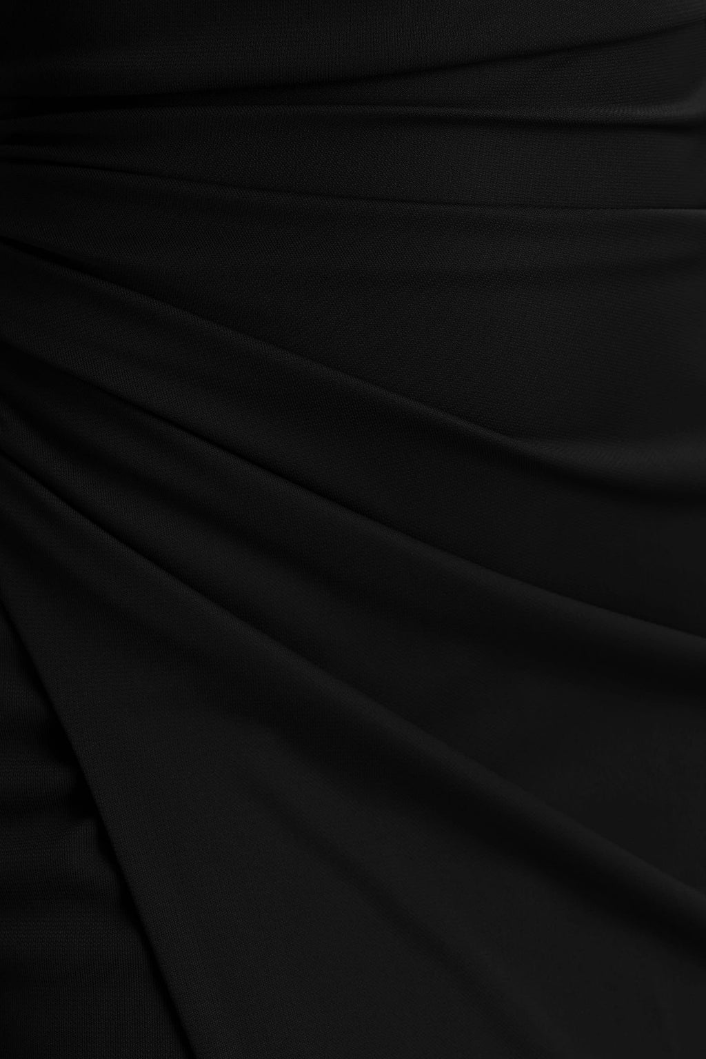 Lola | Black Asymmetric-Neck Maxi Dress With Ruched Detailing And Front High-Split