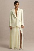 Spencer | Cream Chiffon Pleated Maxi Skirt