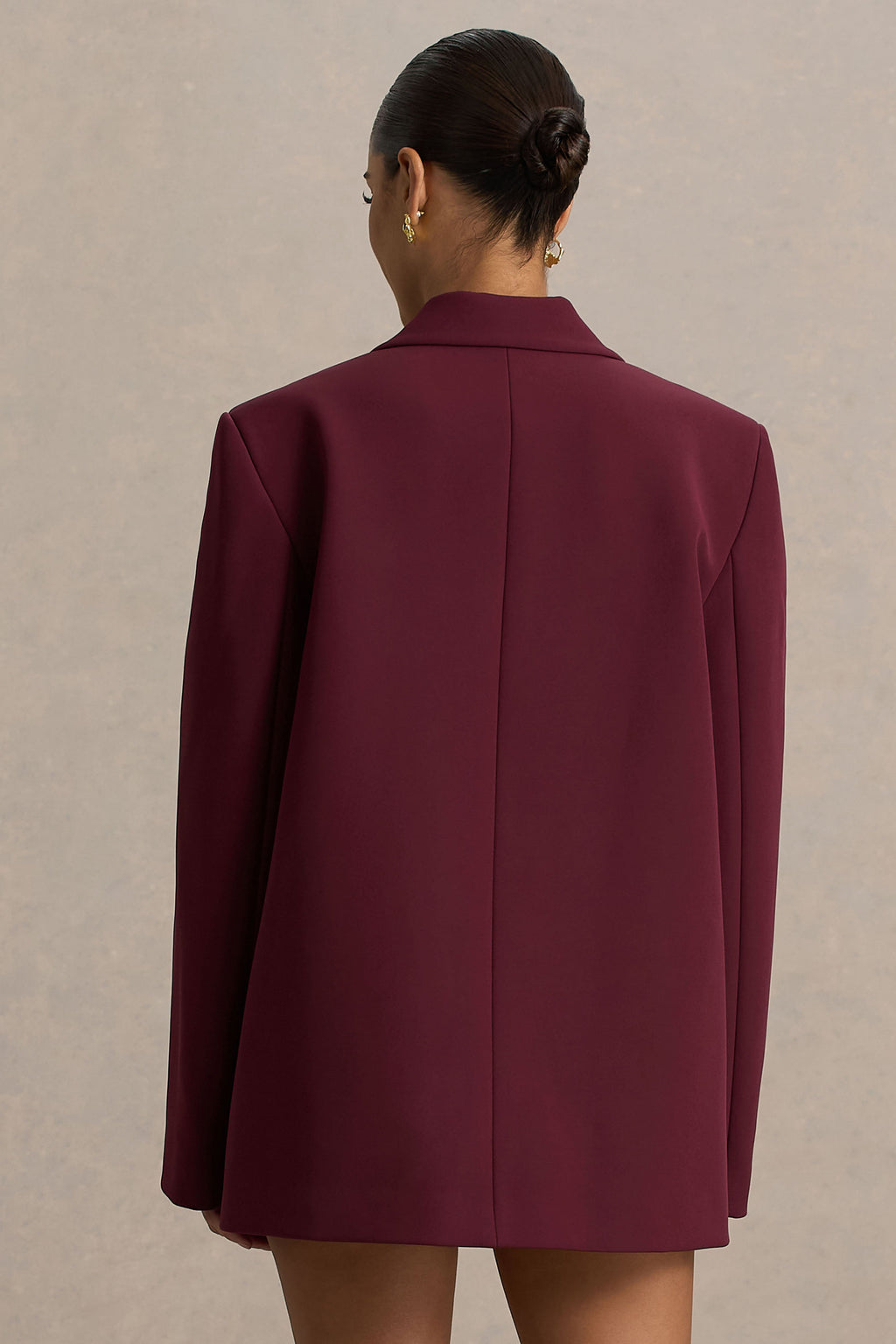 Katherine | Burgundy Plunge-Neck Oversized Blazer