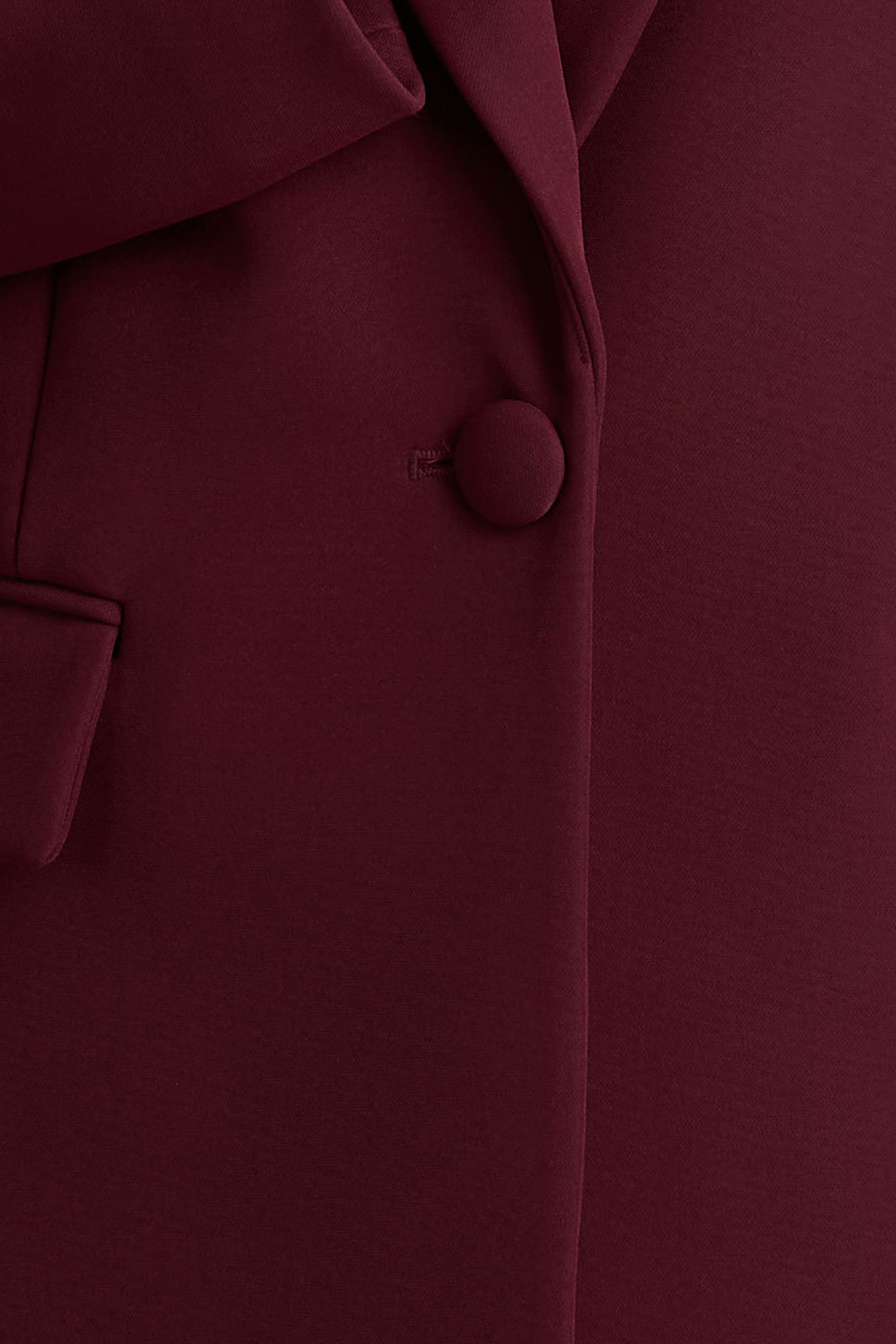 Katherine | Burgundy Plunge-Neck Oversized Blazer