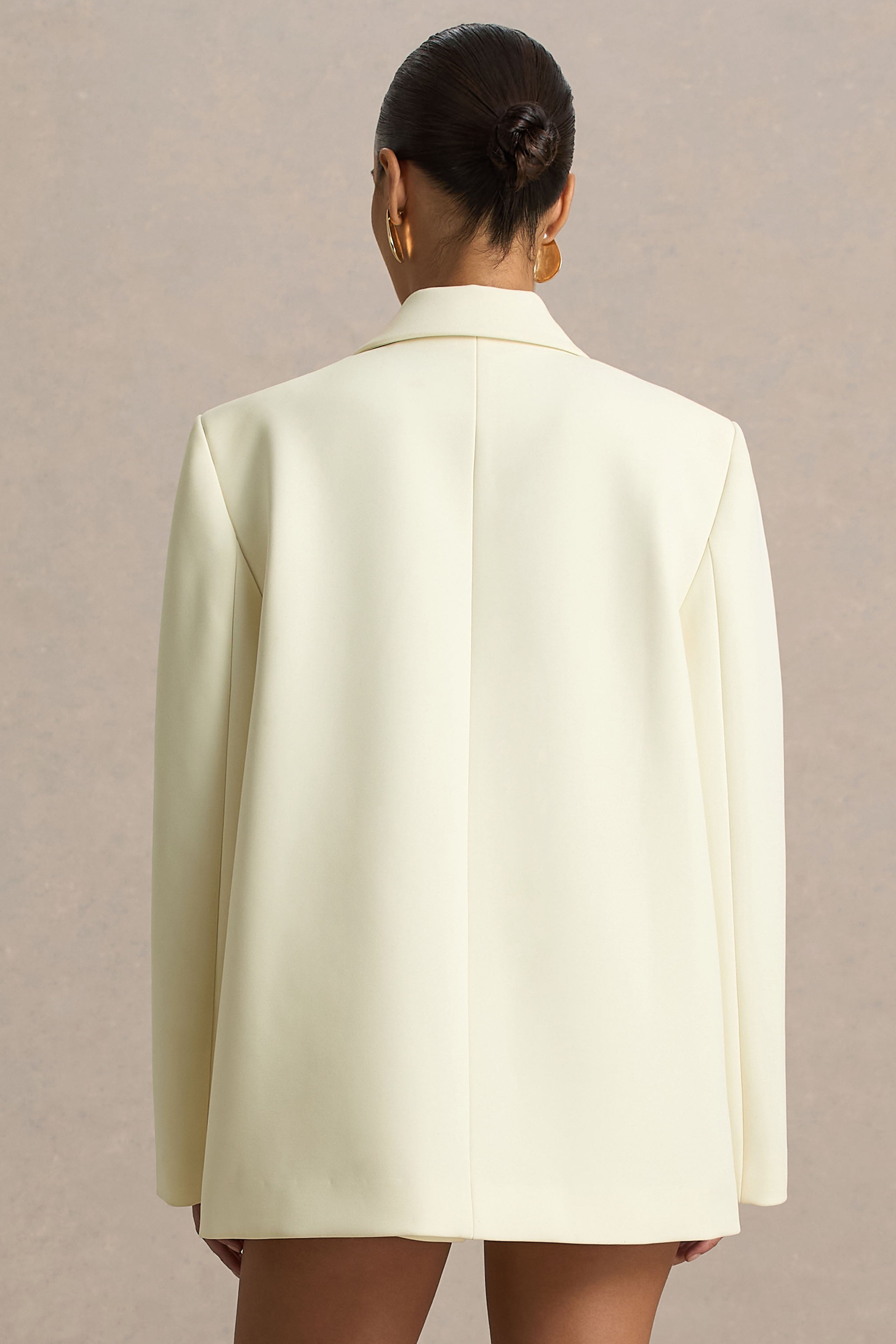 Katherine | Cream Oversized Plunge-Neck Blazer
