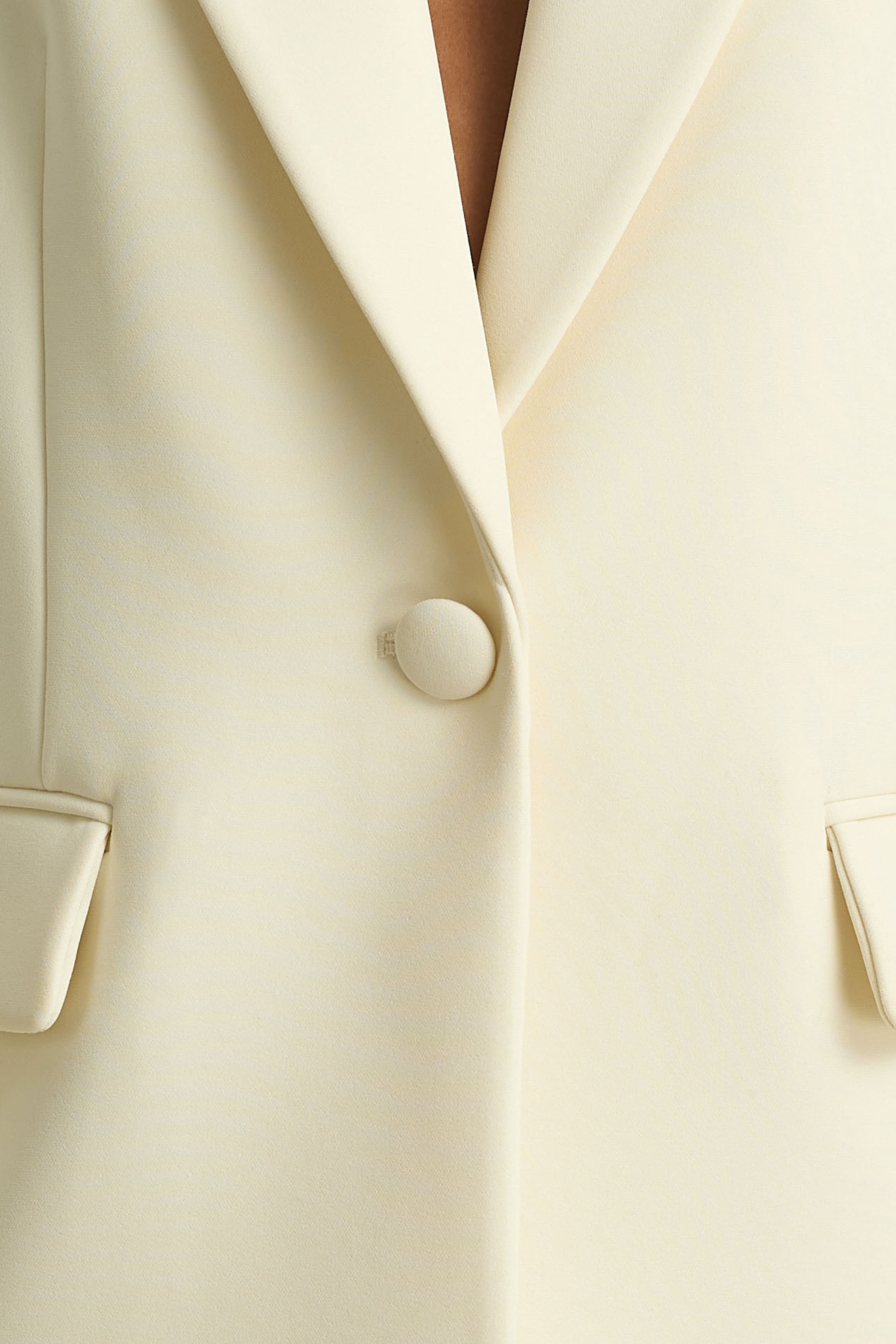 Katherine | Cream Oversized Plunge-Neck Blazer