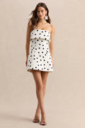 Nelly | White & Black Polka Dot Square-Neck Mini Dress