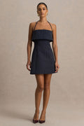 Ember | Navy Pinstripe Square-Neck Mini Dress