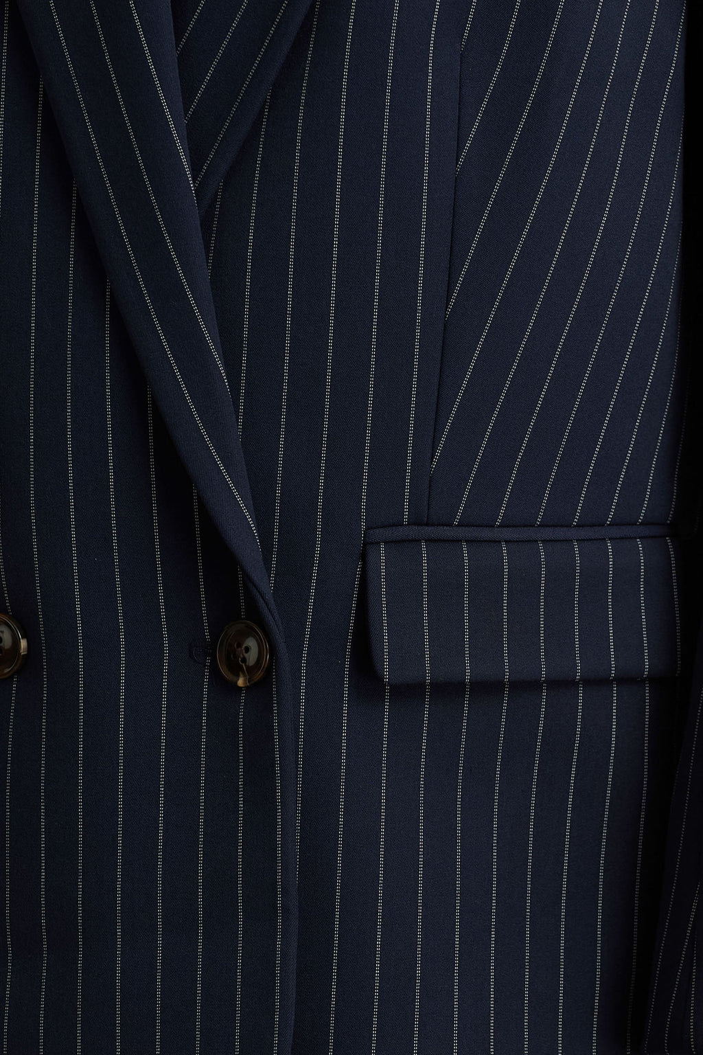 Alana | Navy Pinstripe Plunge-Neck Oversized Blazer