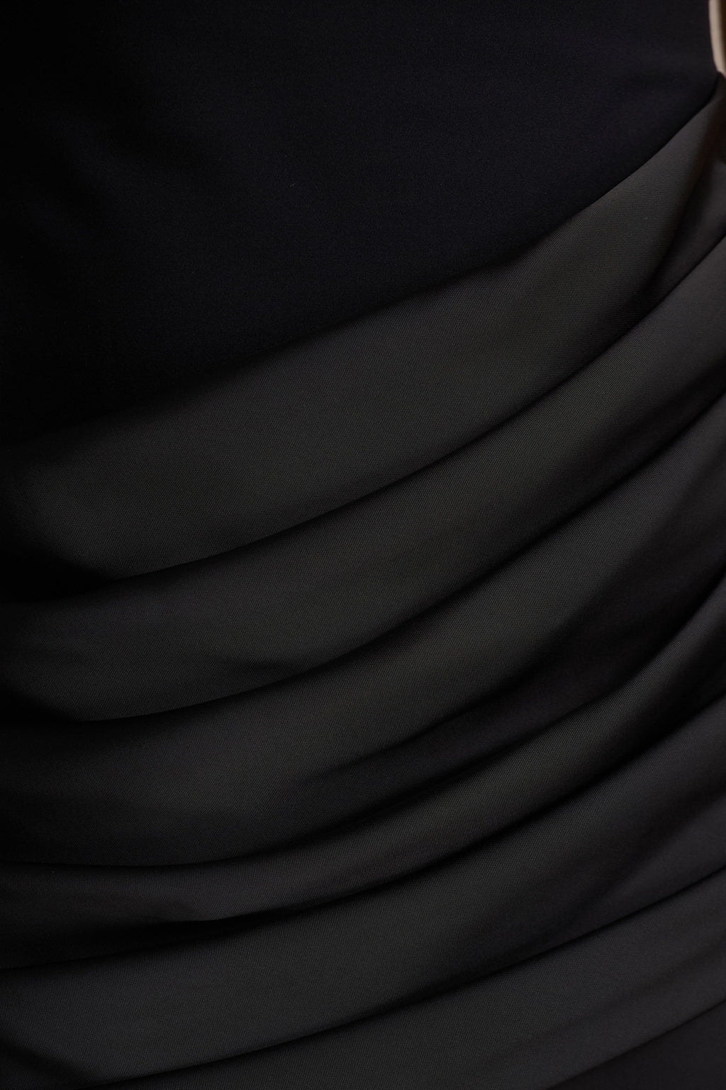 Akari | Black Crew-Neck Maxi Dress With Satin Skirt