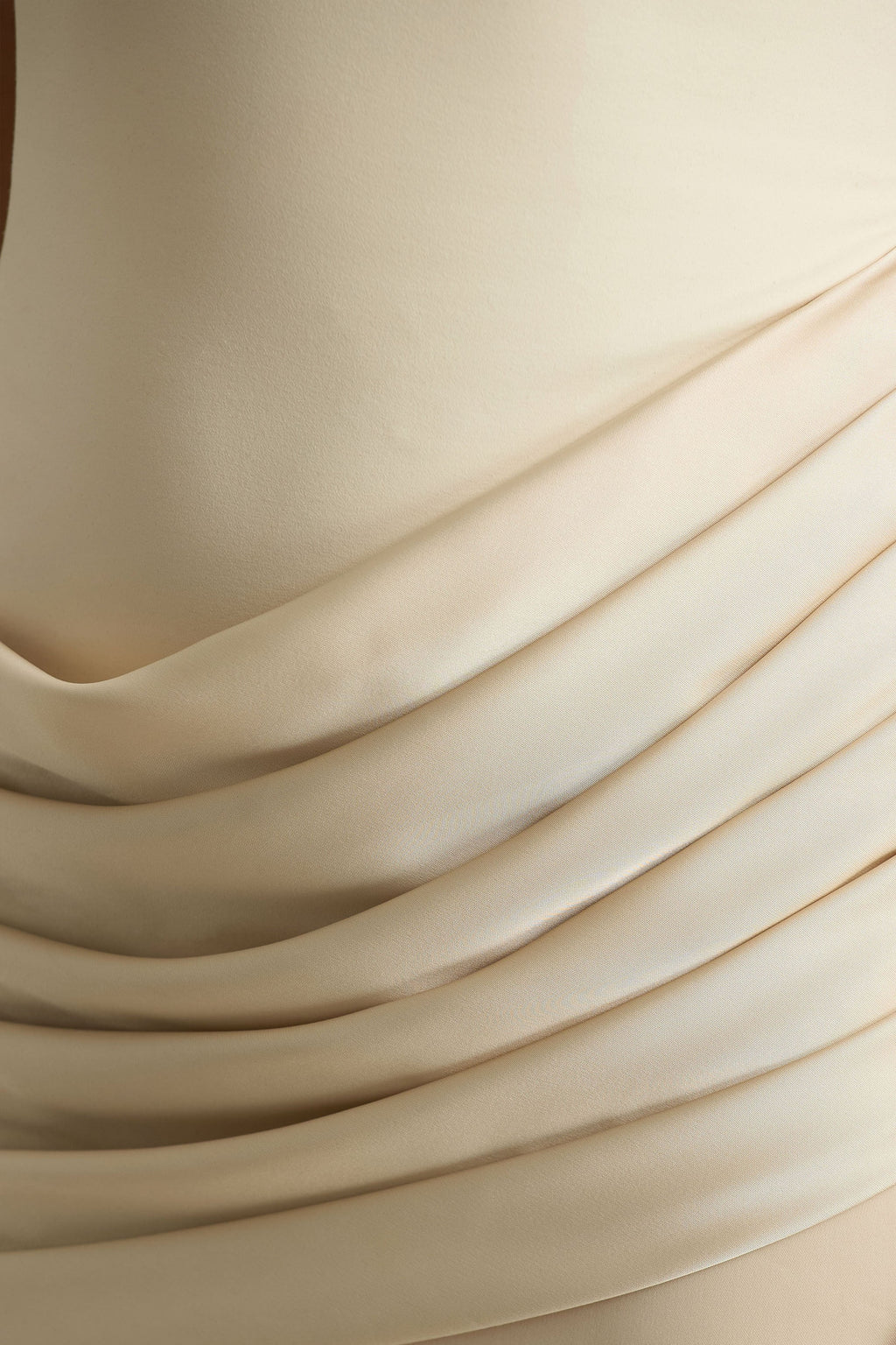 Akari | Cream Crew-Neck Maxi Dress With Satin Skirt