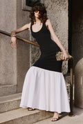 Lexi | Black And White Square-Neck Mermaid Maxi Dress
