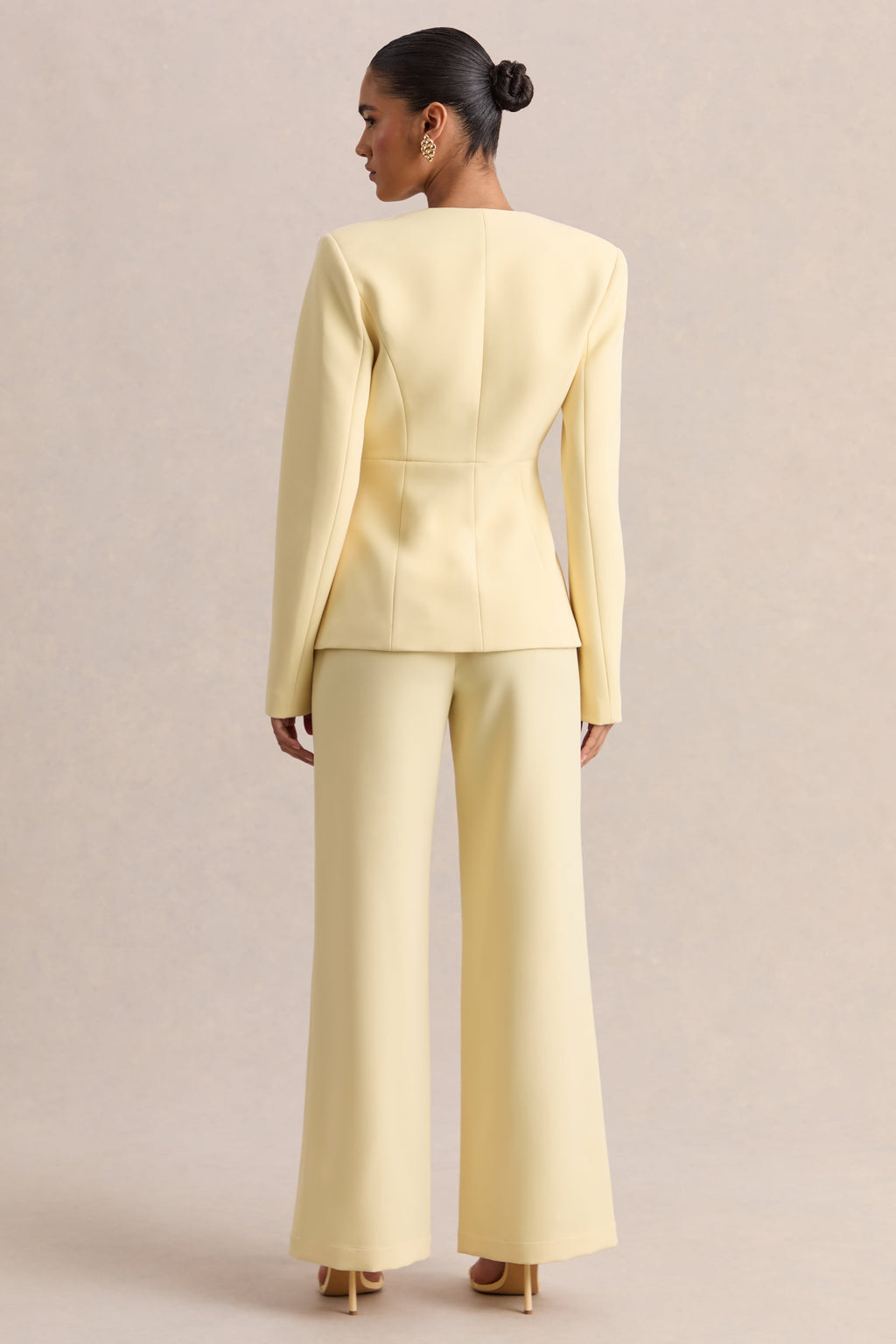 Rosalina | Lemon Extreme-Plunge Neck Tailored Blazer