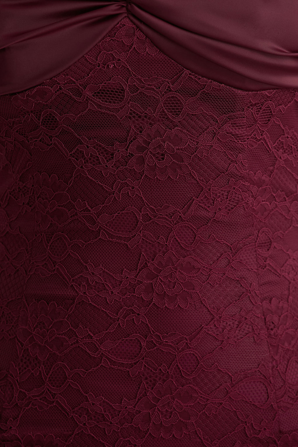 Juana | Burgundy Lace And Satin Sweetheart-Neck Satin Maxi Dress