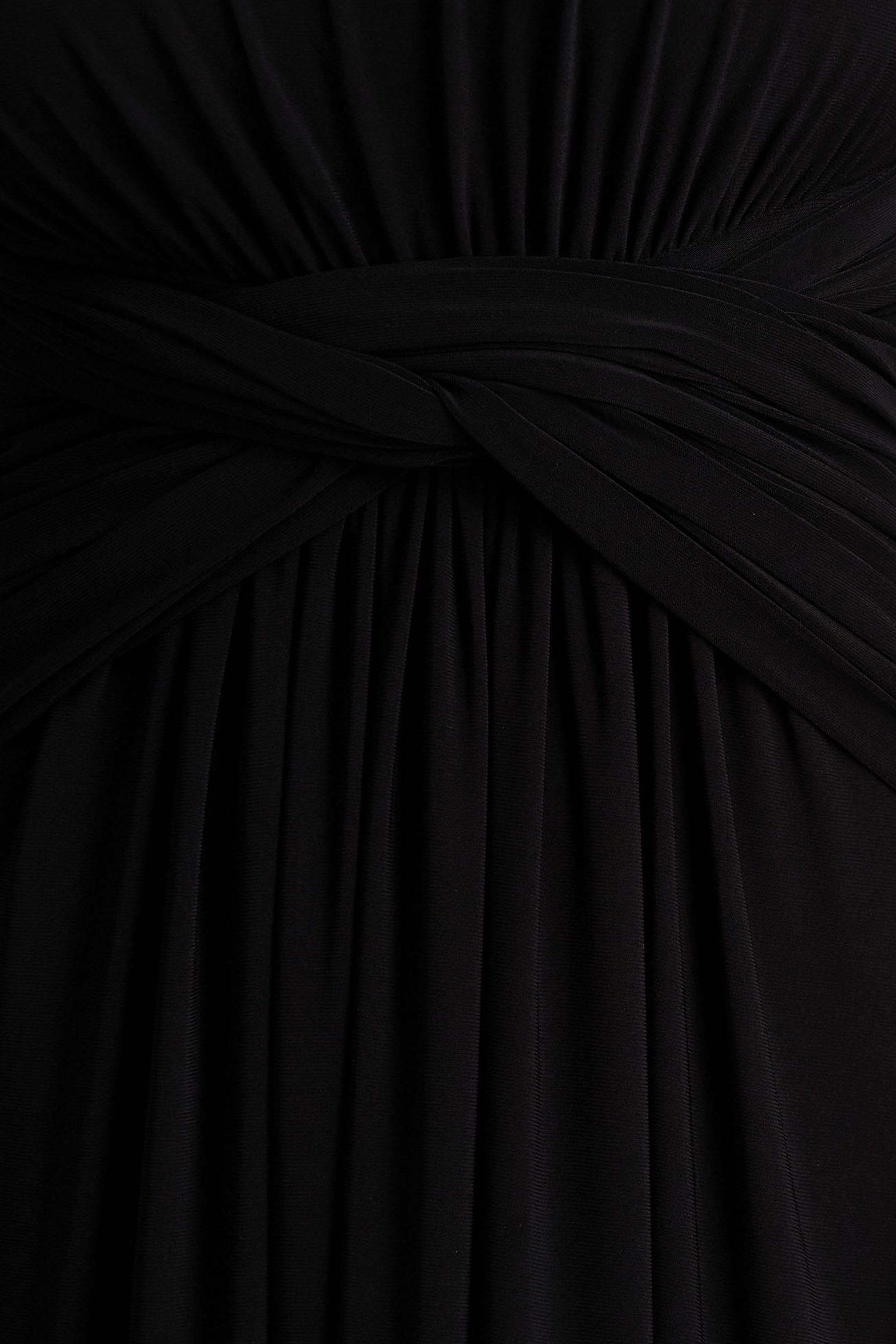 Estrella | Black High-Neck Maxi Dress With Ruched Detailing